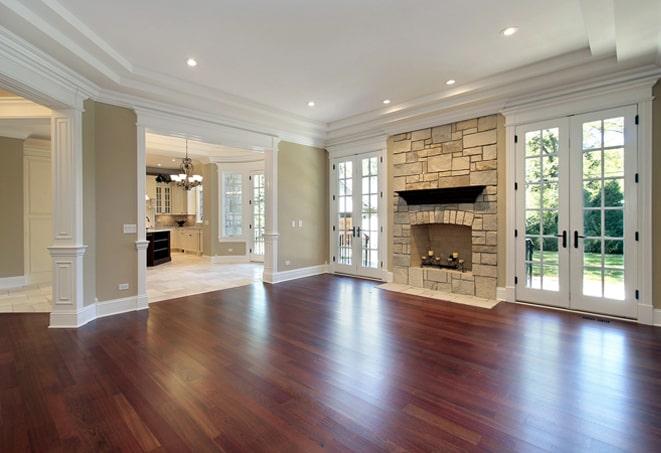 wide-plank hardwood floors in a rustic farmhouse kitchen